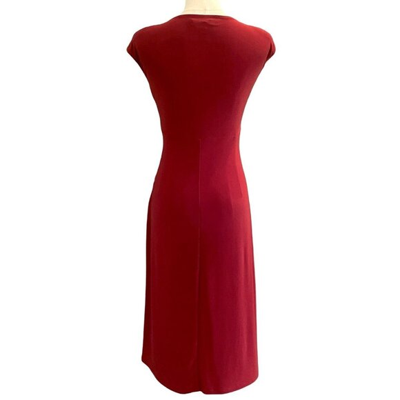 Lauren Ralph Lauren Sleeveless Faux Wrap Ruched Chili Pepper Red Dress Size 8 - Picture 4 of 7